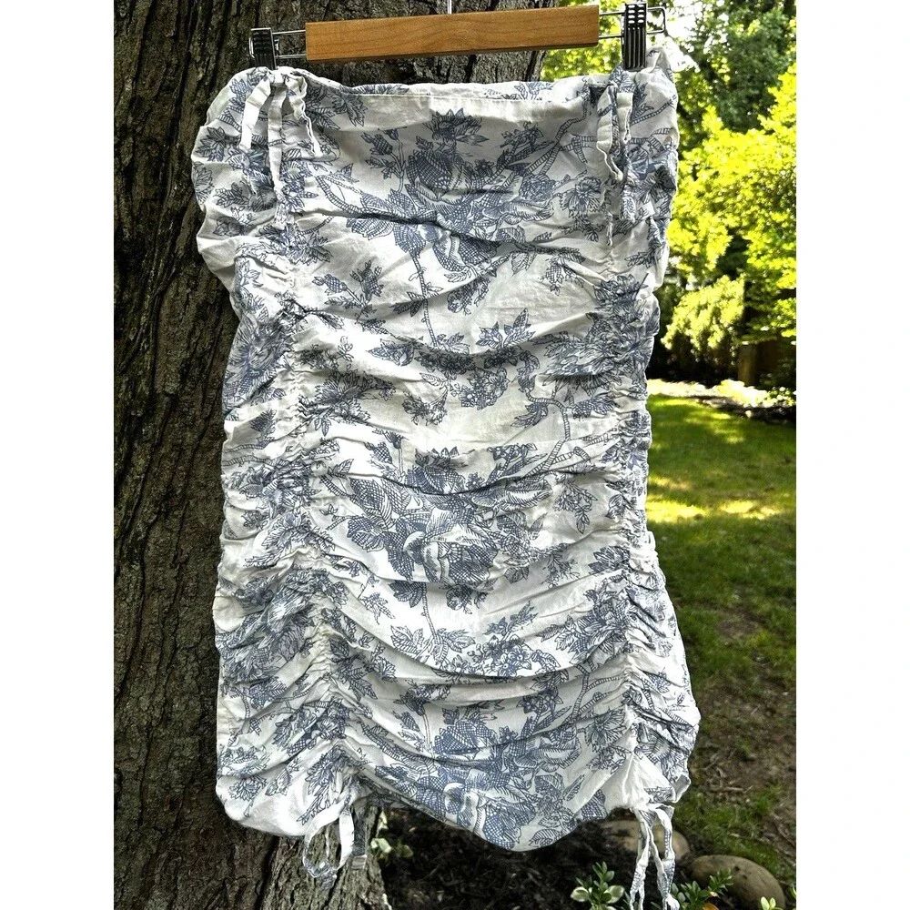 Urban Outfitters Toile Pillow Sham Floral Ruched Ties Gauzy Cottagecore